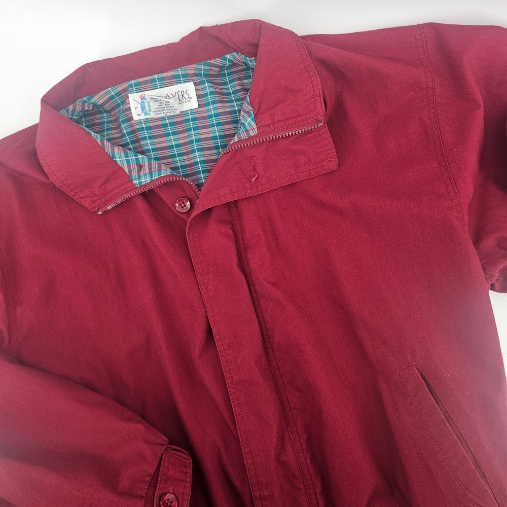 Players by Van Heusen Mens Large Harrington Jacket Plaid Lined Red Vintage